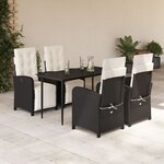 vidaXL Ensemble à manger de jardin coussins 5Pièces Noir Résine tressée