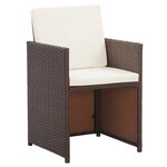 vidaXL Salon de jardin 15 Pièces avec coussins Résine tressée Marron