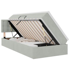 vidaXL Lit de Rangement avec matelas Gris clair 100 x 200 cm Velours
