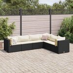 vidaXL Salon de jardin 6 Pièces avec coussins Noir Résine tressée