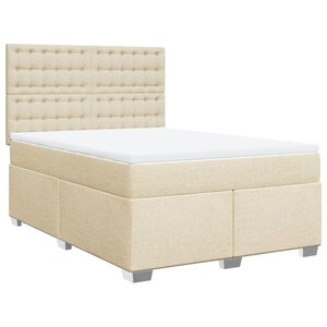 vidaXL Sommier à lattes de lit avec matelas Crème 140x190 cm Tissu