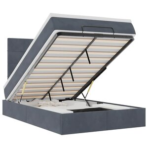 vidaXL Cadre de lit ottoman avec matelas gris foncé 120x190 cm velours