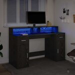 vidaXL Bureau avec porte Chêne noir 140 x 55 x 91 cm Bois d'ingénierie