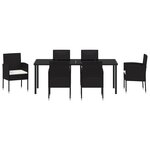 vidaXL Ensemble de Salle à Manger de Jardin 7 Pièces avec Coussins en Rattan Poly Noir