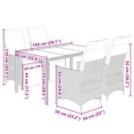 vidaXL Ensemble de bistro de jardin 5 Pièces coussins noir poly rotin