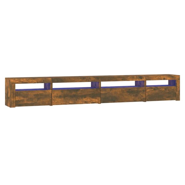 vidaXL Meuble TV avec lumières LED Chêne fumé 270x35x40 cm