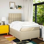 vidaXL Sommier à lattes de lit avec matelas crème 120x190 cm tissu