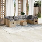 vidaXL Salon de jardin et coussins 11 Pièces mélange beige résine tressée