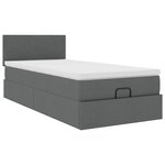 vidaXL Cadre de lit ottoman avec matelas gris foncé 100x200 cm tissu