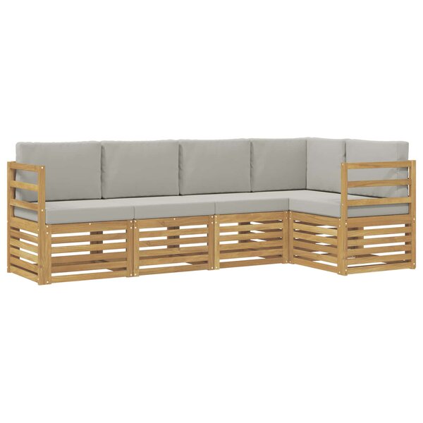 vidaXL Ensemble de canapés d'extérieur 5 Pièces Blanc et gris clair