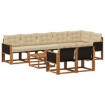 vidaXL Ensemble de canapés d'extérieur 9 Pièces Naturel et Beige
