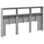 vidaXL Armoire tête de lit avec LED gris béton 180x17x102 cm
