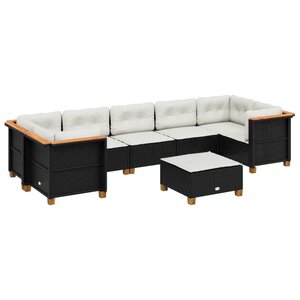 vidaXL Salon de jardin 8 Pièces avec coussins noir résine tressée