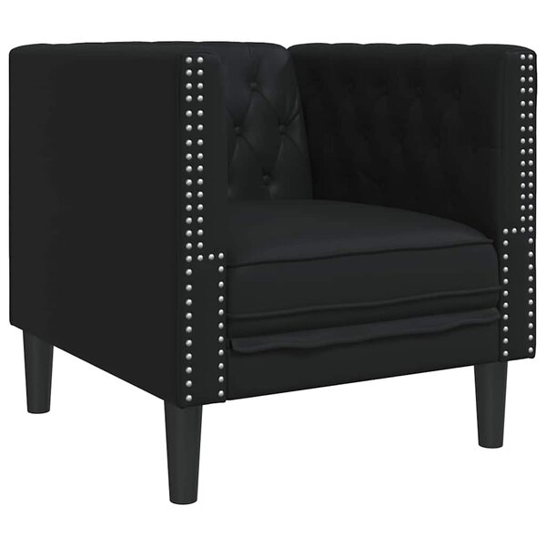 vidaXL Fauteuil Chesterfield Argyle Noir 71 x 74.5 x 70.5 cm Faux cuir