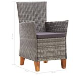 vidaXL Mobilier à dîner 7 Pièces résine tressée et bois d'acacia gris
