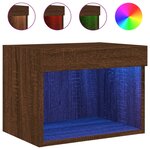 vidaXL Table de chevet murale avec lumières LED chêne marron