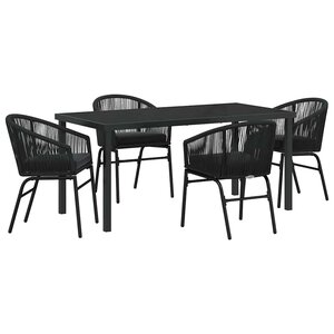 vidaXL Ensemble de salle à manger pour jardin 5 Pièces Noir