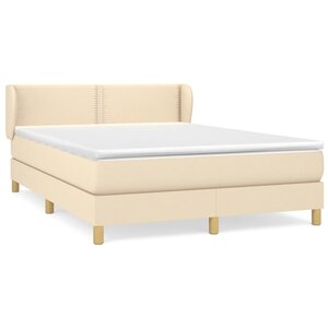 vidaXL Sommier à lattes de lit avec matelas Crème 140x200 cm Tissu