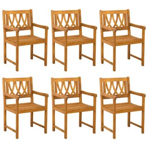 vidaXL Chaises de jardin 6 Pièces Naturel Bois d'Acacia Massif