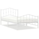 vidaXL Cadre de lit métal sans matelas et pied de lit blanc 107x203 cm