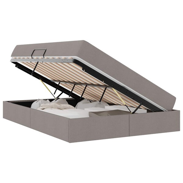 vidaXL Lit avec rangement et matelas Taupe 140 x 200 cm Polyester