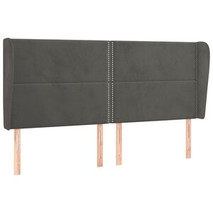 vidaXL Tête de lit avec oreilles Gris foncé 203x23x118/128 cm Velours