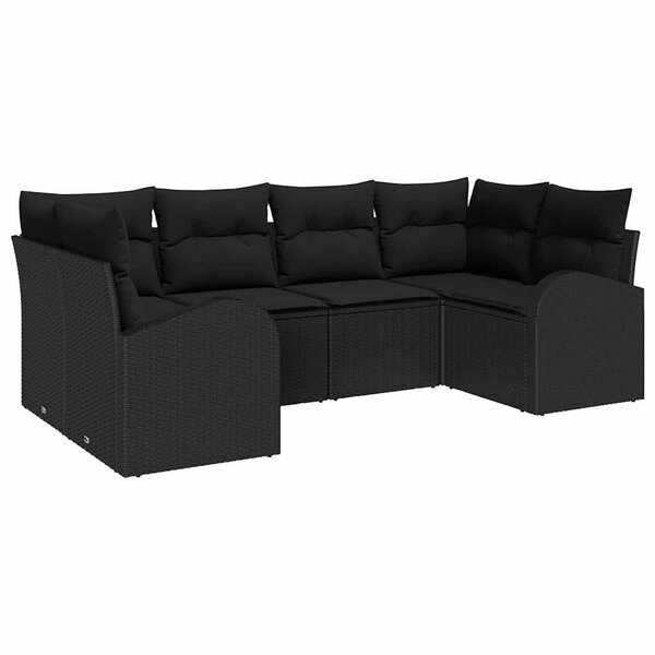vidaXL Ensemble de canapé de jardin 6 Pièces Noir Poly rotin