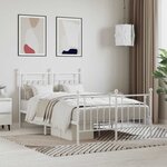 vidaXL Cadre de lit métal sans matelas et pied de lit blanc 120x190 cm