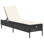 vidaXL Ensemble de chaises longues avec coussins 3 Pièces noir poly rotin