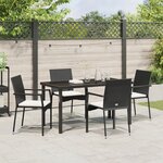 vidaXL Ensemble de Salle à Manger de Jardin 5 Pièces avec Coussins Noir Poly Rotin