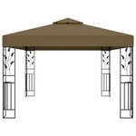 vidaXL Tonnelle avec double toit et lumières LED 3x4 m Taupe