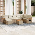 vidaXL Salon de jardin avec coussins 9 Pièces beige résine tressée