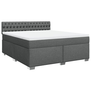 vidaXL Sommier à lattes de lit avec matelas Gris foncé 180x200cm Tissu