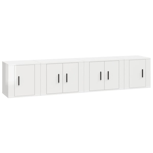 vidaXL Ensemble de meubles TV 4 Pièces Blanc brillant Bois d'ingénierie