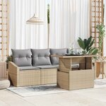 vidaXL Ensemble de canapé de jardin 5 Pièces beige et gris clair