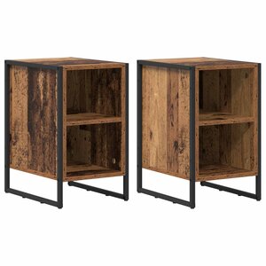 vidaXL Table de chevet 2 Pièces Bois Ancien 39.5 x 30 x 50 cm