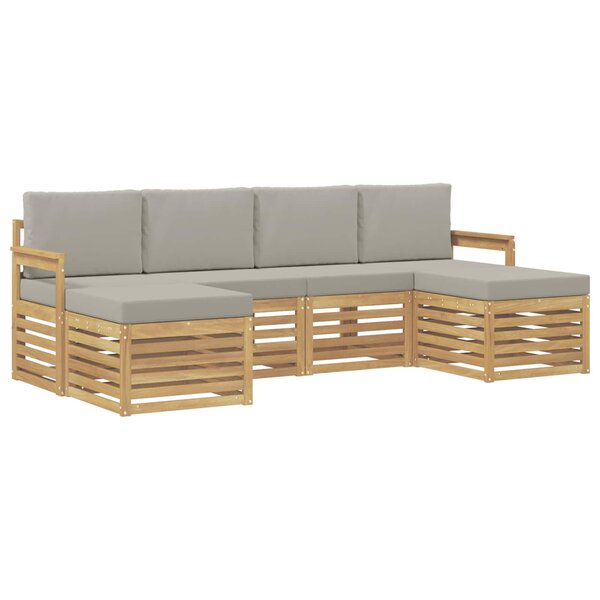 vidaXL Ensemble de canapés d'extérieur 5 pc Blanc et gris clair