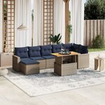 vidaXL Salon de jardin 8 Pièces avec coussins gris résine tressée