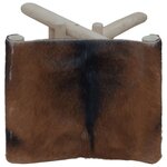 vidaXL Tabouret pliable cuir de chèvre et bois de teck massif