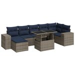 vidaXL Salon de jardin avec coussins 8 Pièces gris résine tressée acacia