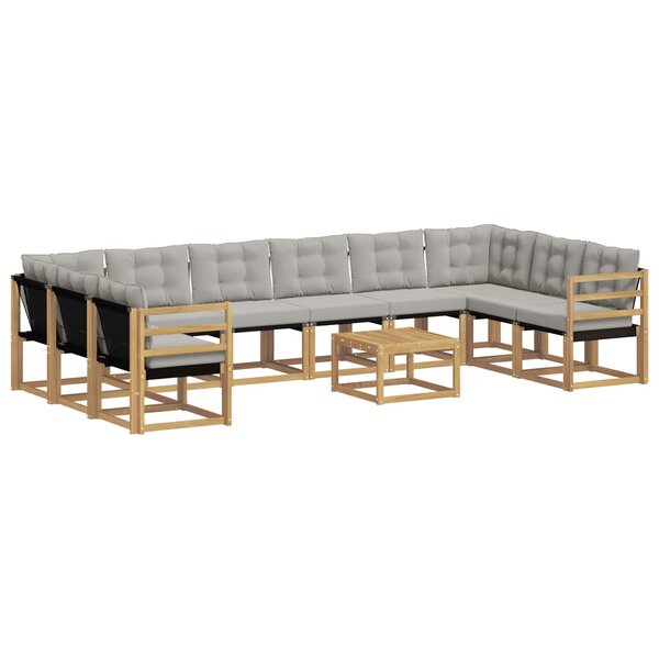vidaXL Ensemble de canapés d'extérieur 11 Pièces Blanc et gris clair