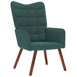 vidaXL Fauteuil relax avec tabouret en velours vert foncé