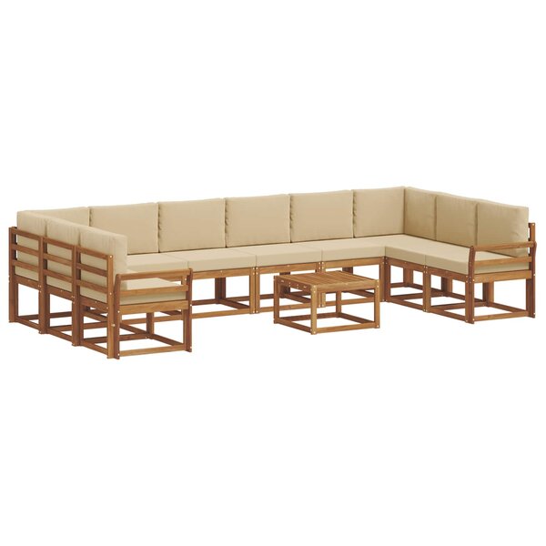 vidaXL Ensemble de canapés d'extérieur 11 pc Naturel et Beige
