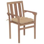 vidaXL Chaises de jardin empilables avec coussins lot de 4 Teck solide