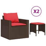 vidaXL Salon de jardin 4 Pièces avec coussins marron résine tressée