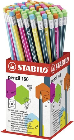 Godet x 72 crayons graphite stabilo pencil 160 bout gomme hb stabilo
