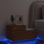 vidaXL Table de chevet avec lumières LED chêne marron 70x36x40 5 cm