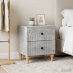 vidaXL Cabinet de chevet 2 Pièces Gris béton 43 x 34 5 x 48 cm
