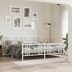 vidaXL Cadre de lit métal sans matelas et pied de lit blanc 193x203 cm