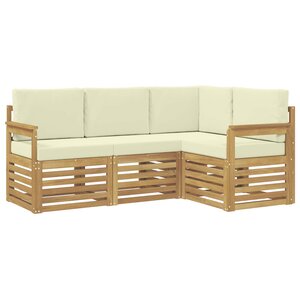 vidaXL Ensemble de canapés d'extérieur 4 pc Blanc et crème Polyester